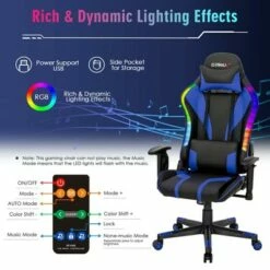 Costway Gaming Chair Adjustable Swivel Computer Chair w/ Dynamic LED Lights -Office Chairs Sales Shop unnamed file 2855