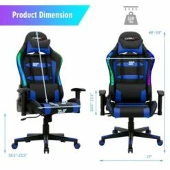 Costway Gaming Chair Adjustable Swivel Computer Chair w/ LED Lights & Remote