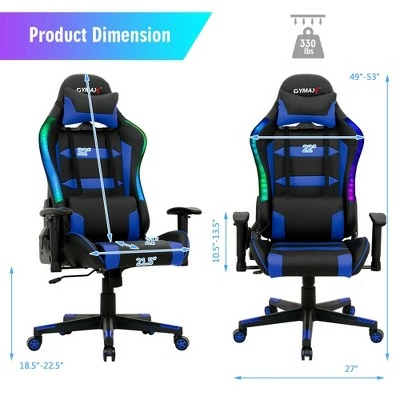 Costway Gaming Chair Adjustable Swivel Computer Chair w/ LED Lights & Remote 3 Costway Gaming Chair Adjustable Swivel Computer Chair w/ LED Lights & Remote