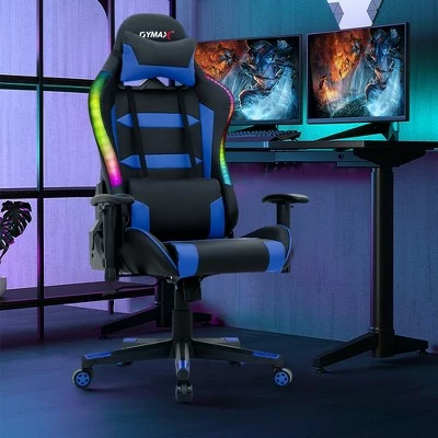 Costway Gaming Chair Adjustable Swivel Computer Chair w/ LED Lights & Remote 4 Costway Gaming Chair Adjustable Swivel Computer Chair w/ LED Lights & Remote - Image 2