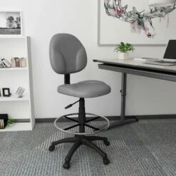 Fabric Drafting Stools with Footring Gray - Boss Office Products