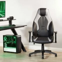 Commander Gaming Chair In Faux Leather Black/Gray - OSP Home Furnishings -Office Chairs Sales Shop unnamed file 3127