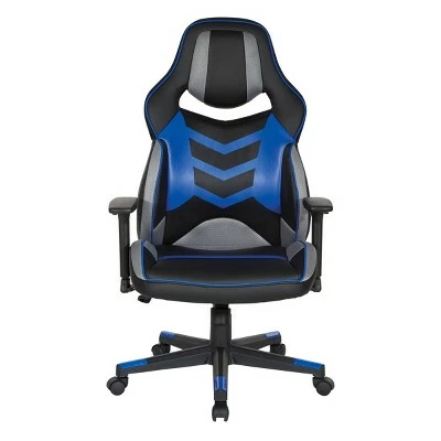 Eliminator Gaming Chair in Faux Leather - OSP Home Furnishings Blue 3 Eliminator Gaming Chair in Faux Leather - OSP Home Furnishings Blue