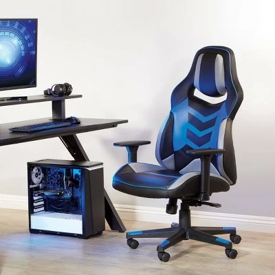 Eliminator Gaming Chair in Faux Leather - OSP Home Furnishings Blue 9 Eliminator Gaming Chair in Faux Leather - OSP Home Furnishings Blue - Image 7