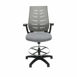 Mid-Back Mesh Drafting Stool with Lumbar Support Gray - OFM
