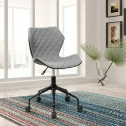 Deluxe Modern Height Adjustable Office Armless Task Chair- Gray- Techni Mobili