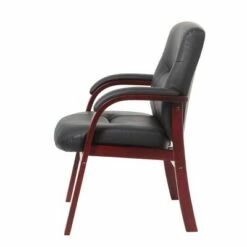 Executive Leather Guest Chair with Mahogany Finished Wood Black - Boss Office Products -Office Chairs Sales Shop unnamed file 3422