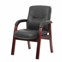 Executive Leather Guest Chair with Mahogany Finished Wood Black - Boss Office Products -Office Chairs Sales Shop unnamed file 3423
