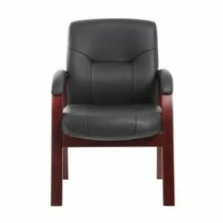 Executive Leather Guest Chair with Mahogany Finished Wood Black - Boss Office Products -Office Chairs Sales Shop unnamed file 3424