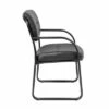 Leather Sled Base Guest Chair Black - Boss Office Products