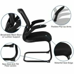 Emma and Oliver Black Mesh Sled Base Side Reception Guest Office Chair with Flip-Up Arms -Office Chairs Sales Shop unnamed file 3517