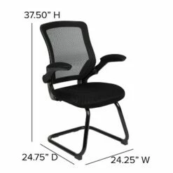 Emma and Oliver Black Mesh Sled Base Side Reception Guest Office Chair with Flip-Up Arms -Office Chairs Sales Shop unnamed file 3518