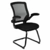 Mesh Sled Base Side Reception Chair with Flip Up Arms Black - Riverstone Furniture