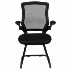 Mesh Sled Base Side Reception Chair with Flip Up Arms Black - Riverstone Furniture -Office Chairs Sales Shop unnamed file 3573