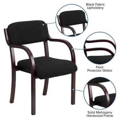 Flash Furniture Contemporary Wood Side Reception Chair with Arms and Black Fabric Seat 4 Flash Furniture Contemporary Wood Side Reception Chair with Arms and Black Fabric Seat - Image 2