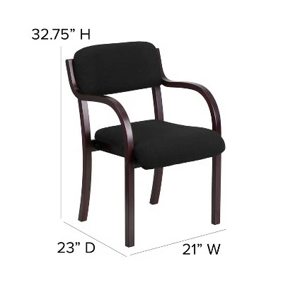 Flash Furniture Contemporary Wood Side Reception Chair with Arms and Black Fabric Seat 5 Flash Furniture Contemporary Wood Side Reception Chair with Arms and Black Fabric Seat - Image 3