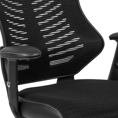 Flash Furniture Designer Black Mesh Sled Base Side Reception Chair with Adjustable Arms 7 Flash Furniture Designer Black Mesh Sled Base Side Reception Chair with Adjustable Arms - Image 6