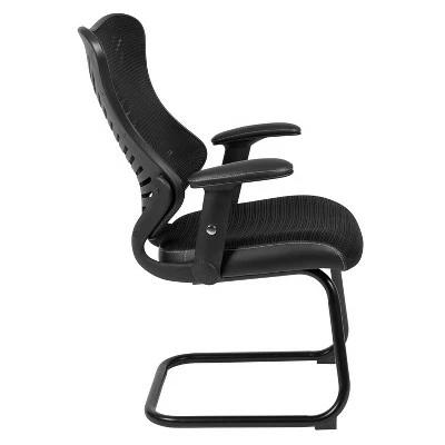 Flash Furniture Designer Black Mesh Sled Base Side Reception Chair with Adjustable Arms 12 Flash Furniture Designer Black Mesh Sled Base Side Reception Chair with Adjustable Arms - Image 11