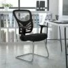 Flash Furniture Black Mesh Side Reception Chair with Chrome Sled Base