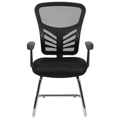 Flash Furniture Black Mesh Side Reception Chair with Chrome Sled Base 3 Flash Furniture Black Mesh Side Reception Chair with Chrome Sled Base - Image 2