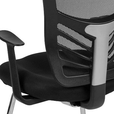Flash Furniture Black Mesh Side Reception Chair with Chrome Sled Base 8 Flash Furniture Black Mesh Side Reception Chair with Chrome Sled Base - Image 7