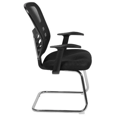 Flash Furniture Black Mesh Side Reception Chair with Chrome Sled Base 12 Flash Furniture Black Mesh Side Reception Chair with Chrome Sled Base - Image 11