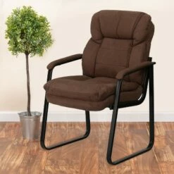 Flash Furniture Executive Side Reception Chair with Lumbar Support and Sled Base