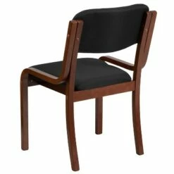Flash Furniture Contemporary Walnut Wood Side Reception Chair with Black Fabric Seat