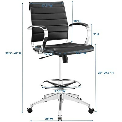 Jive Drafting Chair Black - Modway 3 Jive Drafting Chair Black - Modway