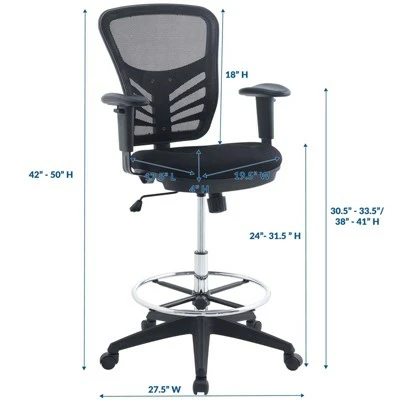 Articulate Drafting Chair Black - Modway 3 Articulate Drafting Chair Black - Modway