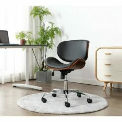 Modern Curved Back Office Chair - WOVENBYRD Black Faux Leather -Office Chairs Sales Shop unnamed file 3818