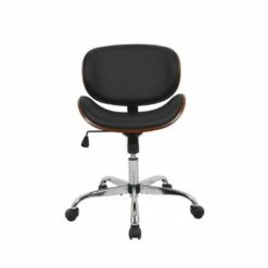 Modern Curved Back Office Chair - WOVENBYRD Black Faux Leather -Office Chairs Sales Shop unnamed file 3826