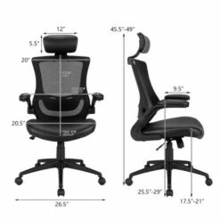 Costway Mesh Back Adjustable Swivel Office Chair w/ Flip up Arms Leather Seat 13 Costway Mesh Back Adjustable Swivel Office Chair w/ Flip up Arms Leather Seat -Office Chairs Sales Shop unnamed file 3857