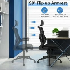 Costway Mesh Back Adjustable Swivel Office Chair w/ Flip up Arms Leather Seat 15 Costway Mesh Back Adjustable Swivel Office Chair w/ Flip up Arms Leather Seat -Office Chairs Sales Shop unnamed file 3859