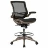 Mid-Back Transparent Mesh Drafting Chair with Flip-Up Arms - Riverstone Furniture Gold/black