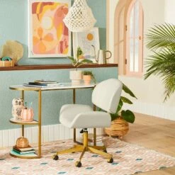 Opalhouse Designed With Jungalow Mahonia Faux Leather Office Chair Cream/Aged Brass - Opalhouse™ designed with Jungalow™