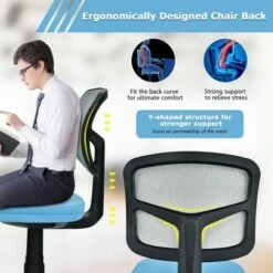 Costway Armless Office Chair Adjustable Swivel Computer Mesh Desk Chair GreenBlueGray -Office Chairs Sales Shop unnamed file 3917