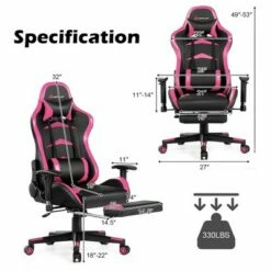 Costway Massage Gaming Chair Reclining Swivel Racing Office Chair with Footrest