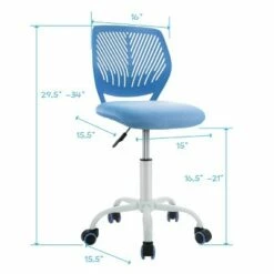 Costway Office Task Desk Armless Chair Adjustable Mid Back Swivel Study Chair RoseBlueTurquoisePurple