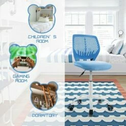 Costway Office Task Desk Armless Chair Adjustable Mid Back Swivel Study Chair RoseBlueTurquoisePurple -Office Chairs Sales Shop unnamed file 3940