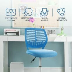 Costway Office Task Desk Armless Chair Adjustable Mid Back Swivel Study Chair RoseBlueTurquoisePurple -Office Chairs Sales Shop unnamed file 3941