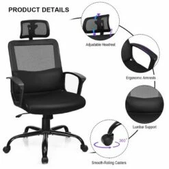 Costway Mesh Office Chair High Back Ergonomic Swivel Chair w/ Lumbar Support & Headrest -Office Chairs Sales Shop unnamed file 3954