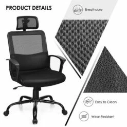 Costway Mesh Office Chair High Back Ergonomic Swivel Chair w/ Lumbar Support & Headrest -Office Chairs Sales Shop unnamed file 3958