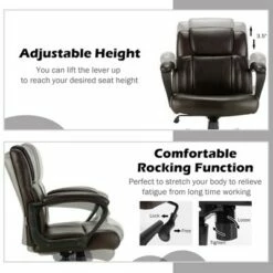 Costway Executive Leather Office Chair Adjustable Computer Desk Chair w/ Armrest -Office Chairs Sales Shop unnamed file 4000