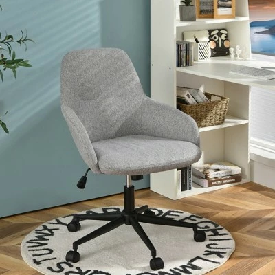 Costway Linen Accent Office Chair Adjustable Rolling Swivel Task Chair w/Armrest 4 Costway Linen Accent Office Chair Adjustable Rolling Swivel Task Chair w/Armrest - Image 2