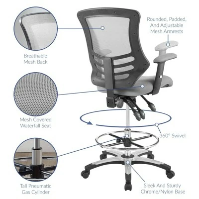 Calibrate Mesh Drafting Chair - Modway Black 3 Calibrate Mesh Drafting Chair - Modway Black