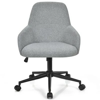 Costway Linen Accent Office Chair Adjustable Rolling Swivel Task Chair w/Armrest 10 Costway Linen Accent Office Chair Adjustable Rolling Swivel Task Chair w/Armrest - Image 8