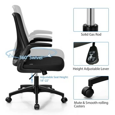 Costway Mesh Office Chair Swivel Computer Desk Chair w/Foldable Backrest & Flip-Up Arms 10 Costway Mesh Office Chair Swivel Computer Desk Chair w/Foldable Backrest & Flip-Up Arms - Image 8