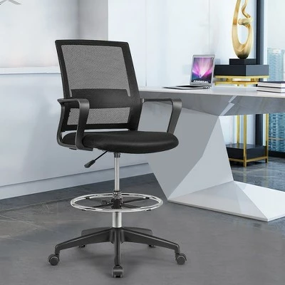 Costway Drafting Chair Tall Office Chair Adjustable Height w/Footrest 3 Costway Drafting Chair Tall Office Chair Adjustable Height w/Footrest