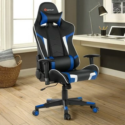 Costway Massage Gaming Chair Reclining Swivel Racing Office Chair w/Lumbar Support WhiteBlueGreyRed 3 Costway Massage Gaming Chair Reclining Swivel Racing Office Chair w/Lumbar Support WhiteBlueGreyRed